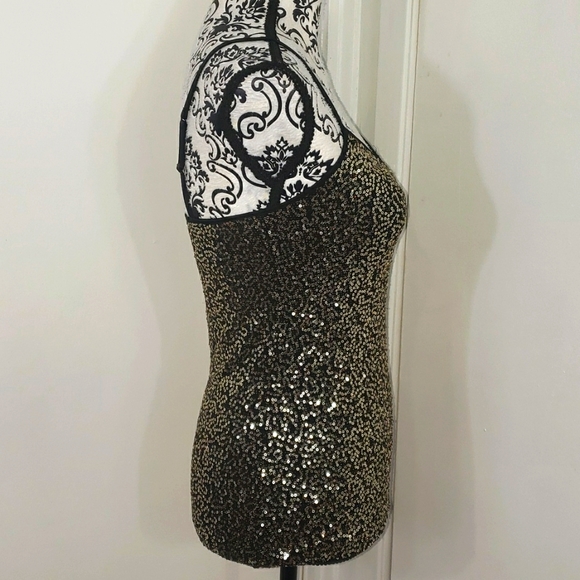 Express Gold and Black Sequin Camisole Tank Top - Picture 7 of 16